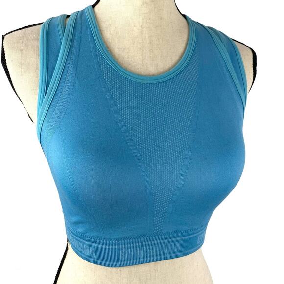 Gymshark Apex Seamless Sports Bra Light Blue Breathable Womens Sz Small Padded - Picture 1 of 14